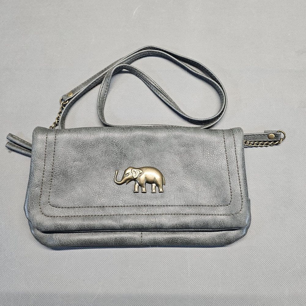 TWIG and ARROW Grey Lucky Elephant shoulder bag